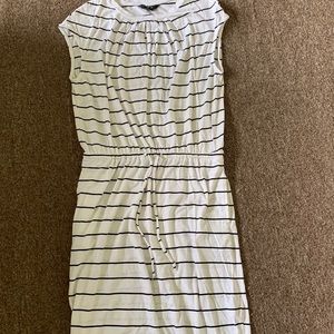 Women's White black striped midi dress